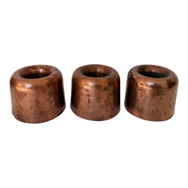Antique English Copper Jelly Moulds, Set of 3 For Sale
