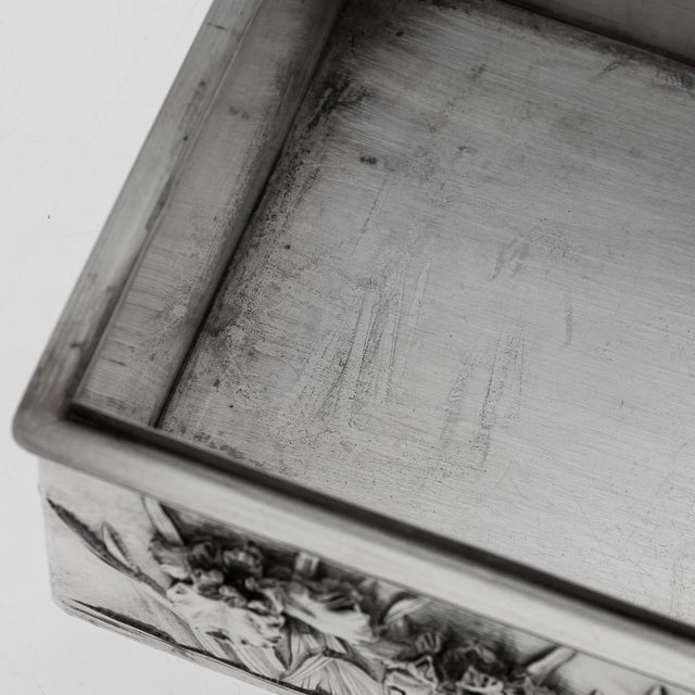 Antique Meiji Japanese Silver Iris Flower Cigar Box by Zuan, 1900 For Sale - Image 15 of 18