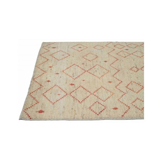 Cream & Rust Modern Wool Rug For Sale - Image 4 of 6