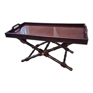 Vintage Mahogany Wood Butlers Serving Tray and Stand Table or Bar
