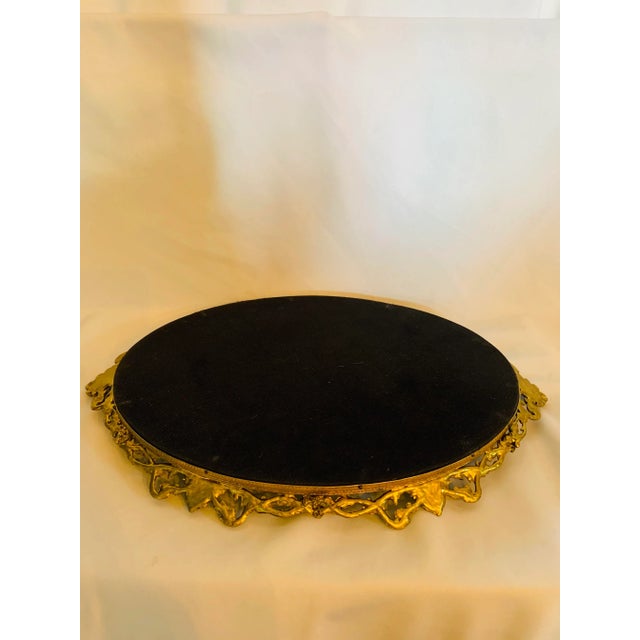 Metal Vintage Ormolu Oval Mirror Vanity Tray For Sale - Image 7 of 13