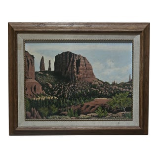 Southwestern Red‑Rock Mesa Oil Painting in the Style of Sedona’s Cathedral Rock For Sale