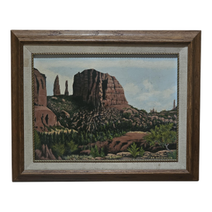 Southwestern Red‑Rock Mesa Oil Painting in the Style of Sedona’s Cathedral Rock