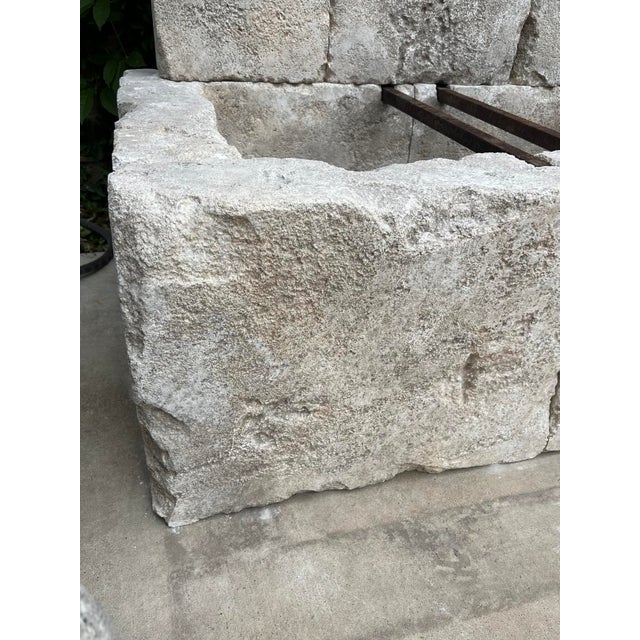 Le Chaux Hand Carved and Distressed Limestone Block Fountain From the South of France For Sale - Image 12 of 12