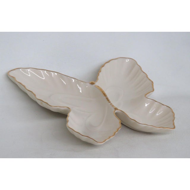 Lenox Lenox China Butterfly Shaped Server Divided Tray Ivory With 24k Gold Trim 4915b For Sale - Image 4 of 12
