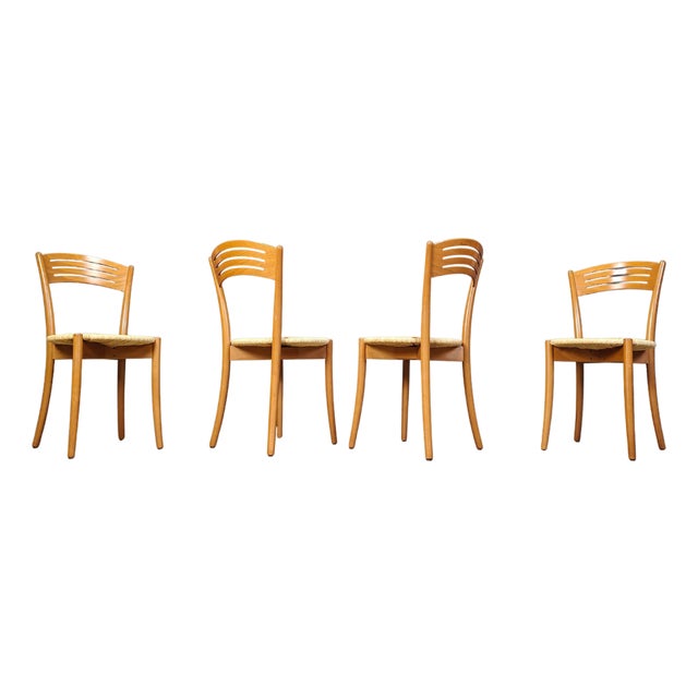 Vintage Italian Bistro and Papercord Dining Chairs, 1980s, Set of 4 For Sale