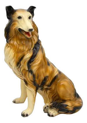 Life Size Collie Dog Ceramic Sculpture, 1960s
