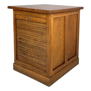 Mid-Century Modern Italian Archive Cabinet with Shutter Opening in Wood, 1940s For Sale