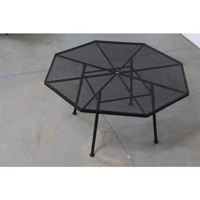 Metal Mid-Century Outdoor Iron Woodard Sculptura Octagonal Low Profile Dining Table For Sale - Image 7 of 11