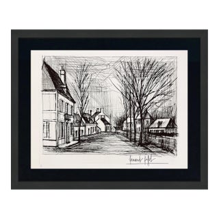 Bernard Buffet, l'Allee a Saint Julien, Hand Signed Drypoint, Edition of 120, Framed, 1975 For Sale