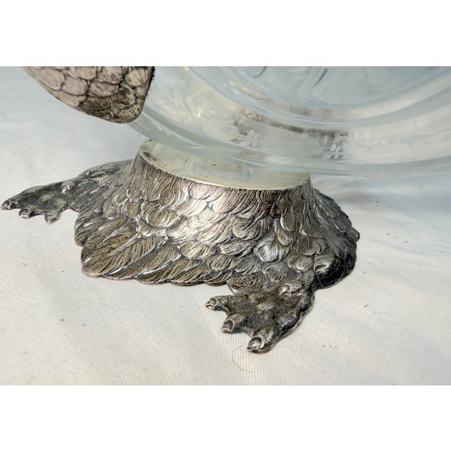 Antique 1800's Georg Roth & Co. Hanau German Sterling Silver Cut Glass Swan Bowl For Sale - Image 11 of 16