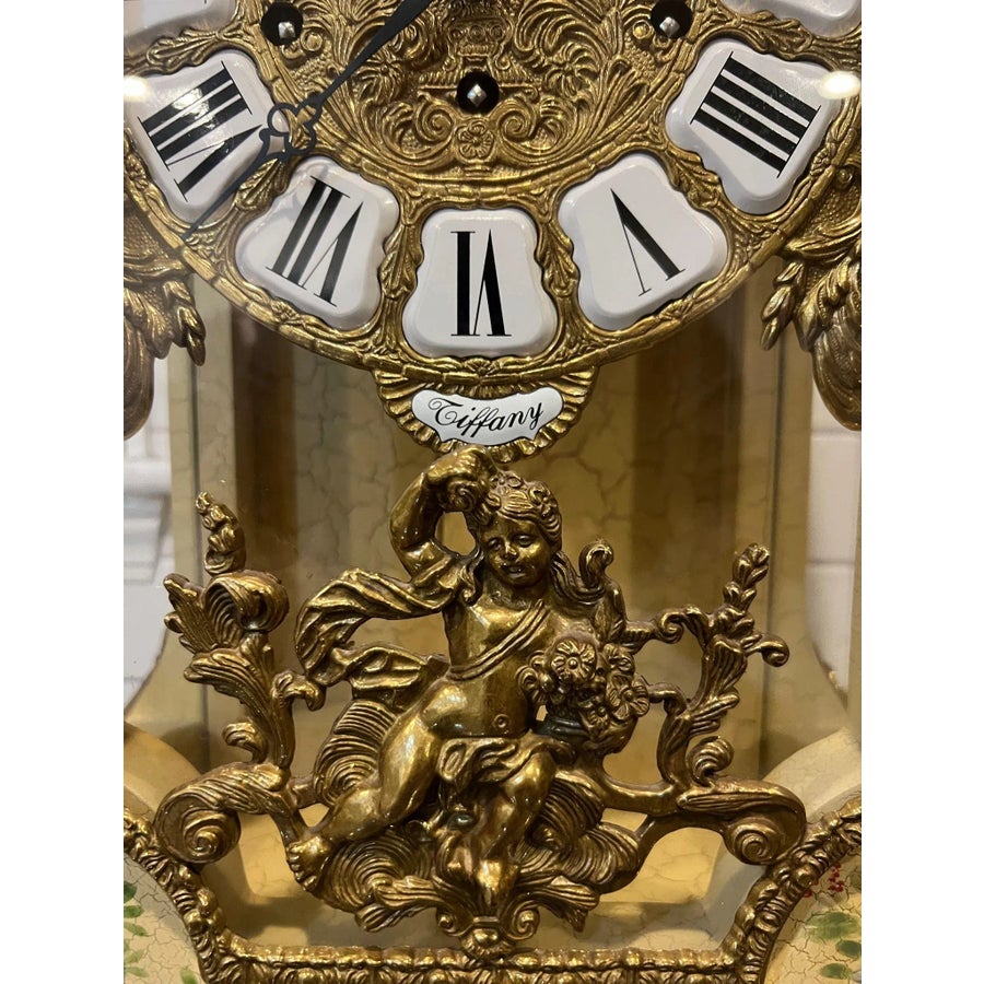 Vintage-Tiffany Mantle Shelf Clock Franz Hermle Made in Italy 1978