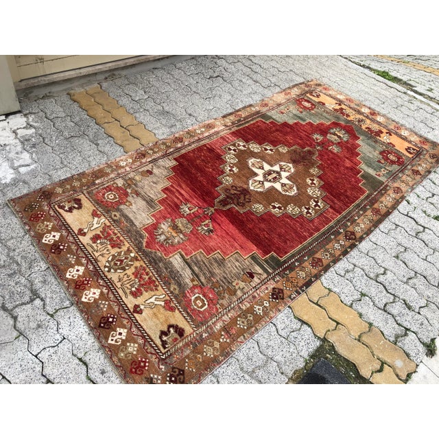 1960s Turkish Handmade Wool Area Rug For Sale - Image 5 of 11