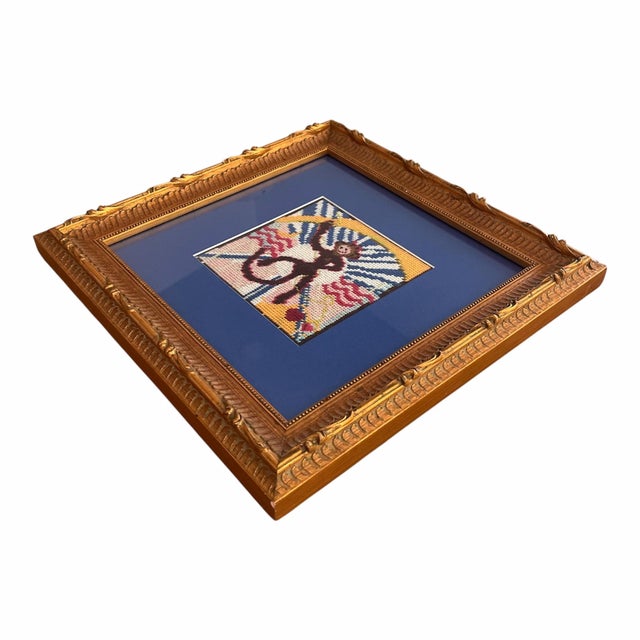 Contemporary Original "Jungle Boogie" Framed Needlepoint Monkey Art, Custom, One of a Kind For Sale - Image 3 of 4