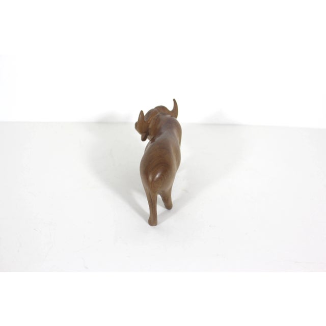 1970s Mid Century Modern Carved Water Buffalo Teak Wood Bull Sculpture For Sale - Image 5 of 7