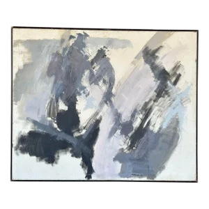 Grayscale Abstract Painting Signed Manuel B