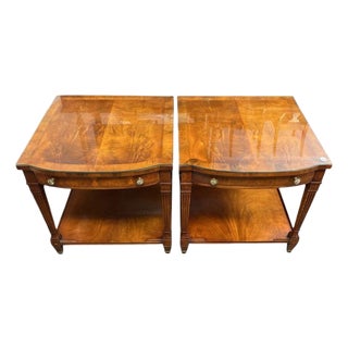Pair of Fine John Widdicomb Burled Wood Lamp Tables For Sale