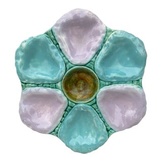 English Victorian Majolica Oyster Plate, Circa 1890 For Sale