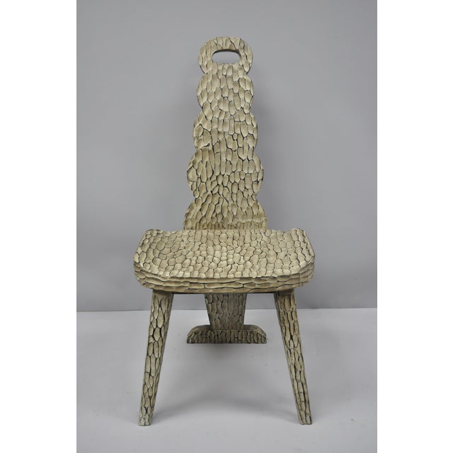 Contemporary High Back Carved Wood Side Chair Chairish