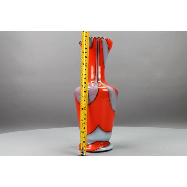 Glass Italian Opaline Florence Glass Vase in Red and Grey, 1970s For Sale - Image 7 of 15