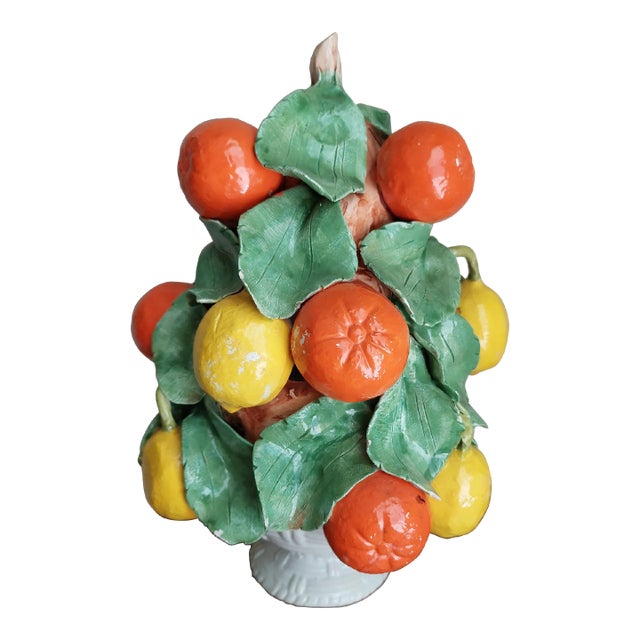 1970s Italian Hand Modeled Orange and Lemon Topiary For Sale