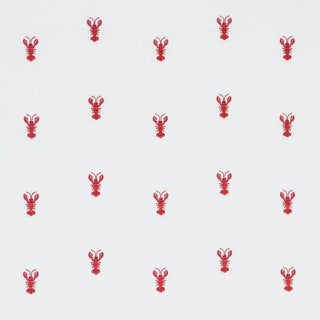 Schumacher Lobster Embroidery Fabric in White For Sale