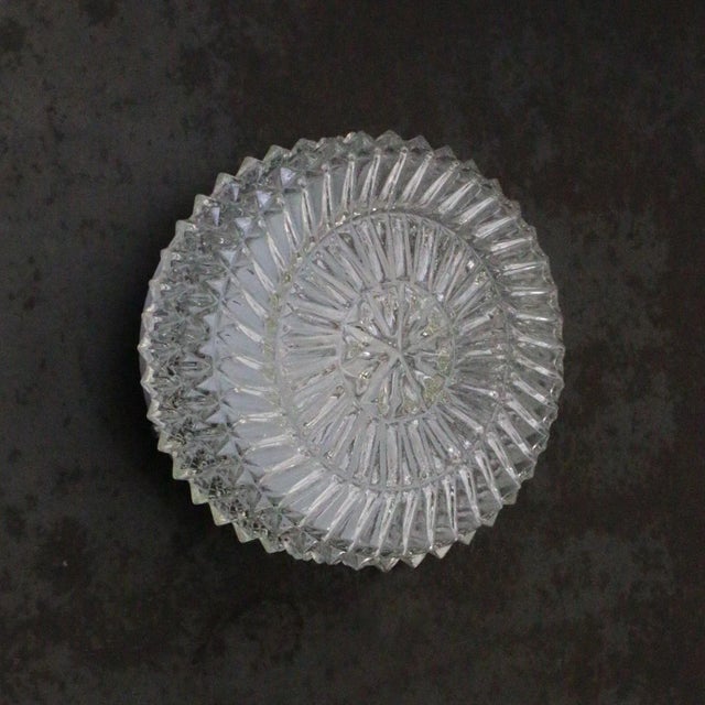 1960s Mid-Century Round Clear Glass Sconces Flush Mount For Sale - Image 5 of 7