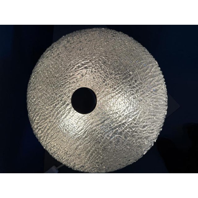 Large Textured Ice Glass and Chrome Flush Mount, 1970 For Sale - Image 13 of 16