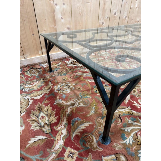 Antique Coffee Table in Wrought Iron and Glass, 1900 For Sale - Image 3 of 7