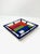 Fret Rim Tray — Italian Hand-Painted Ceramic, Bamboo Motif, Navy For Sale - Image 4 of 5