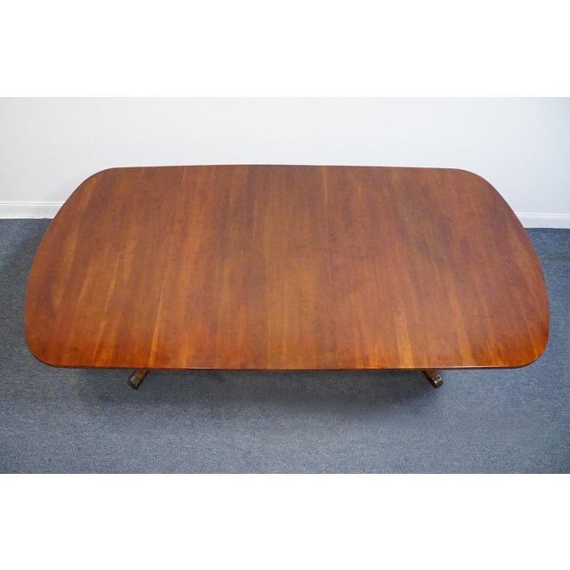 Late 20th Century Vintage Antique Solid Mahogany Traditional Duncan Phyfe Style 92" Double Pedestal Dining Table For Sale - Image 5 of 11