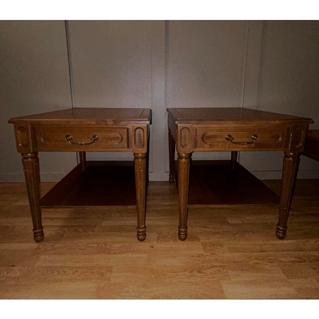 Beautiful Vintage Mersman 3-piece table set in excellent condition with original hardware. Includes 1 coffee table...