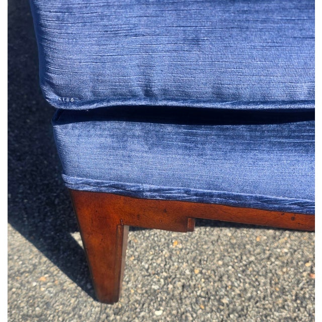 Wood Late 20th Century Theodore Alexander European Style Jule Sofa in Blue Velvet. For Sale - Image 7 of 10