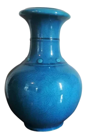 19th Century Chinese Porcelain Vase with Turquoise Monochrome Glaze