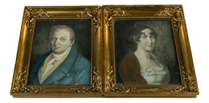 Portrait Paintings of Jean Pierre Casadabon & Christine Lerient, 1800s, Pastel, Framed, Set of 2