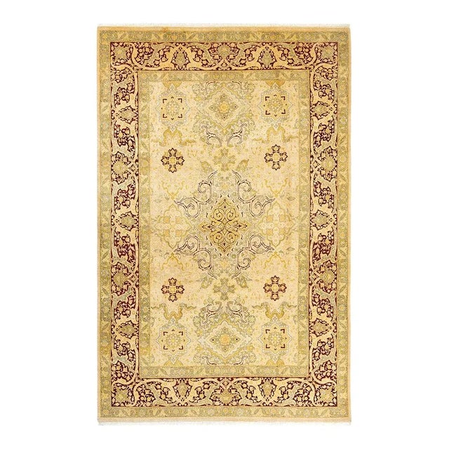 Mogul Collection Hand-Knotted Area Rug - Yellow 6' 1" x 9' 5" For Sale - Image 4 of 4
