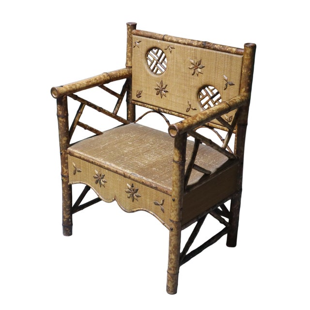 Victorian Antique Victorian Bamboo & Rattan Arm Chair For Sale - Image 3 of 7