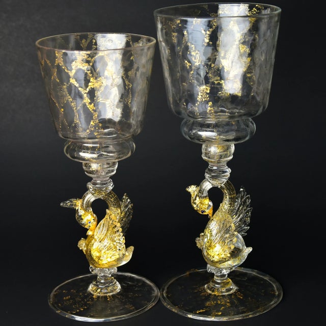 Glass Vintage Mid 20th Century Hand Blown Venetian Glass Goblets- Set of 10 For Sale - Image 7 of 7
