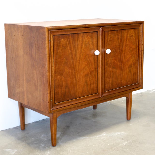 1950s 1950s Drexel "Declaration" Walnut Record Cabinet / Small Sideboard Designed by Stewart MacDougall and Kipp Stewart, Attributed For Sale - Image 5 of 10