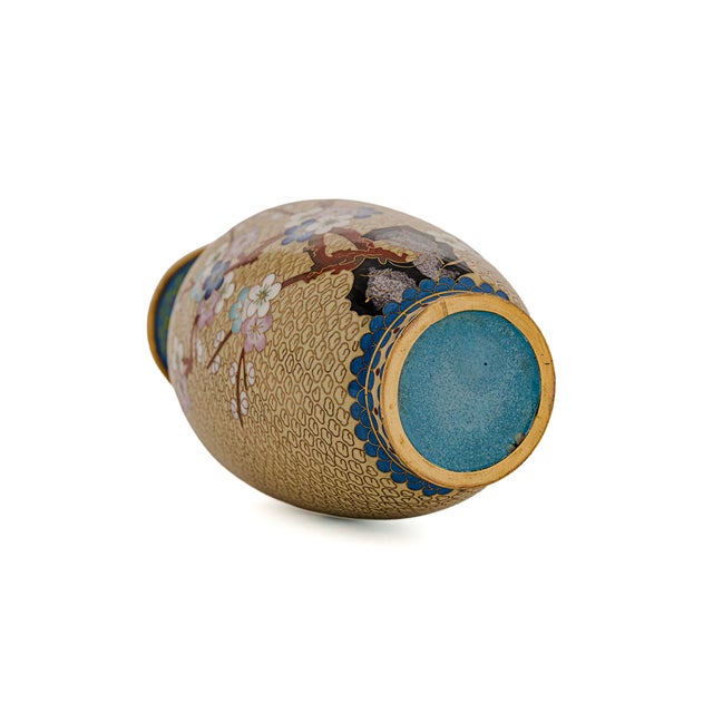 Metal Vintage Chinese Cloisonné Brass Enamel Vase For Sale - Image 7 of 10