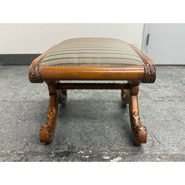 Schumacher Schumacher Furnishings Regency Style X-Framed Stool For Sale - Image 4 of 12