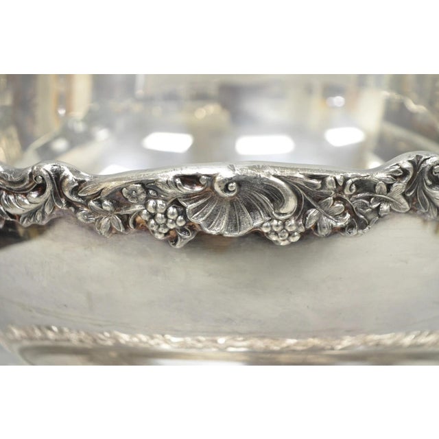 Vintage Fb Rogers 5614 Victorian Silver Plated Punchbowl W/ Round Tray, 2 Pc Set For Sale - Image 9 of 17