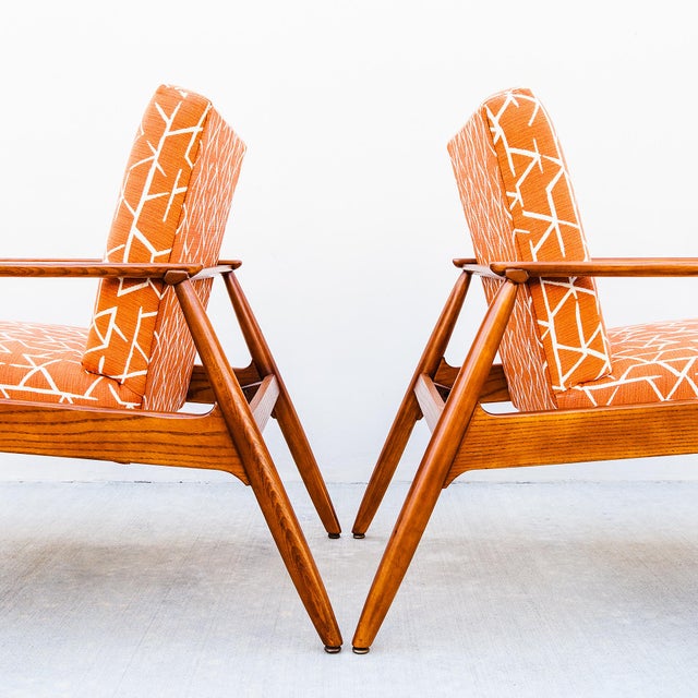 Mid-Century Modern Restored 1960s Mid Century Modern Studio Crafted Oak Lounge Chairs For Sale - Image 3 of 18