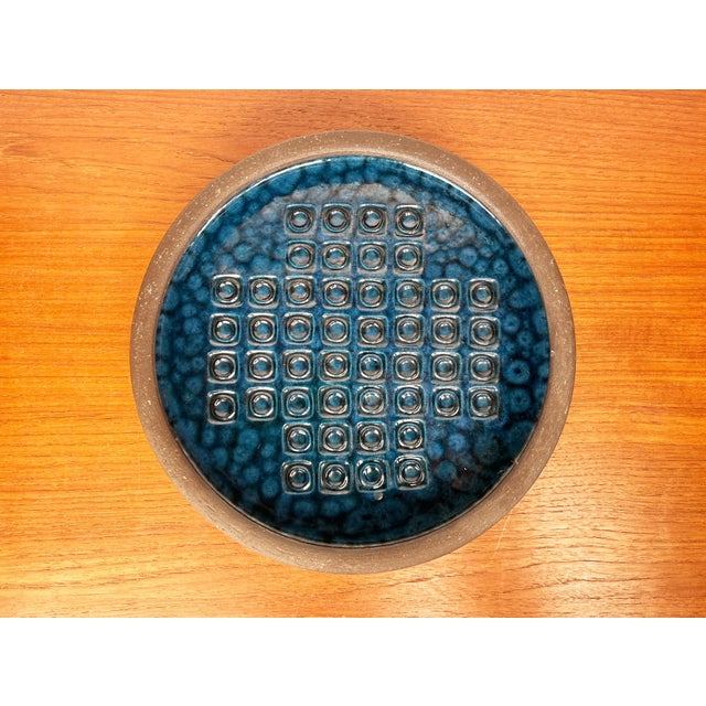 Large Mid-Century Modern Blue Danish Studio Pottery Bowl by Mogens Nielsen for Nysted Keramik, 1960s, in Very Good...