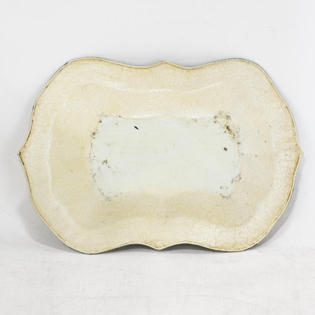 Late 20th Century Vintage Scalloped Decorative Tray With Hand-Painted Elephant and Jungle Motif For Sale - Image 5 of 12