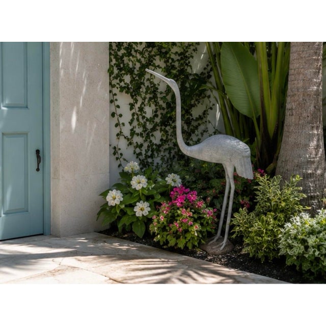 Vintage Cast Iron Crane Garden Statue For Sale - Image 9 of 12