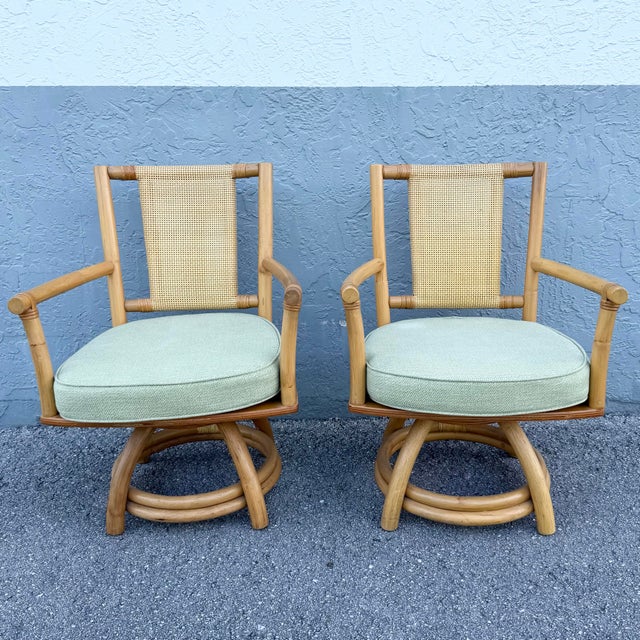 Boho Chic Rattan and Cane Dining Set - 5 Pieces For Sale - Image 4 of 12