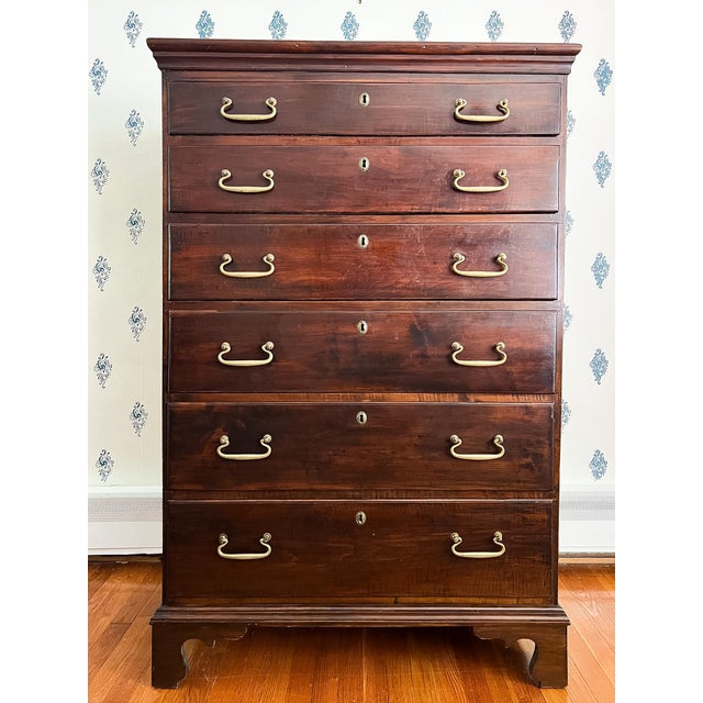 Antique Early 1800s New England Neoclassical Cherry Chest of Drawers, Former Top of a Chest on Chest. For Sale - Image 14 of 14