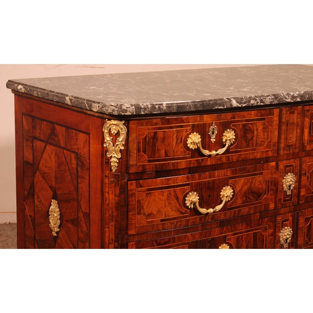 Wood Louis XIV Chest of Drawers in Olive Marquetry, Dauphiné Region For Sale - Image 7 of 14