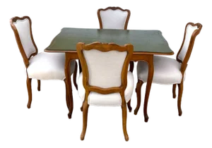 Leather Top Game Table With 4 Chairs